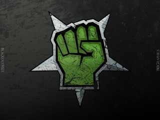 Green fist star black background - doc hammer free wallpaper