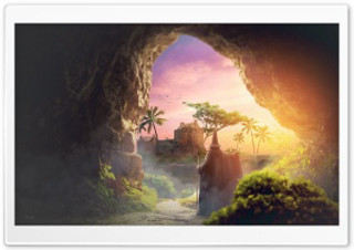 Cave man woman doorway looking - the doorway free wallpaper