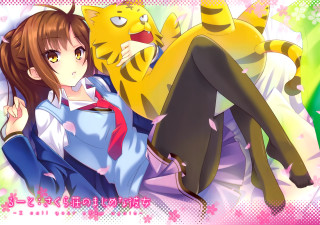 Woman cat pink background anime - sots art free wallpaper