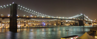 Bridge water lights night boat - the water below free wallpaper