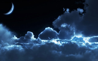Night sky clouds crescent moon 3 - a night sky free wallpaper