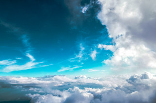 Blue sky clouds plane window - a view free wallpaper