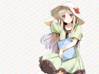 Girl green dress hat stool - a stool free wallpaper