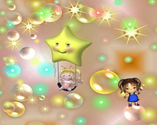 Girl star flying bubbles air - andor basch free wallpaper