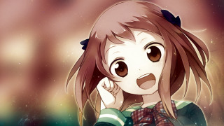 Girl green shirt anime space - a cell phone in front free wallpaper