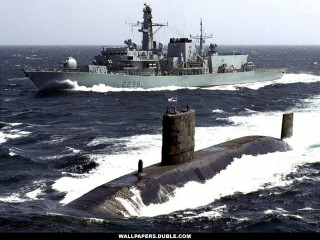 Submarine ship ocean water together - great free wallpaper