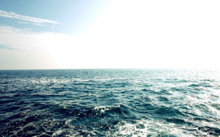 Water sky clouds boat reflection 8 - ocean free wallpaper