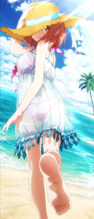 Woman hat dress beach palm - a beach free wallpaper