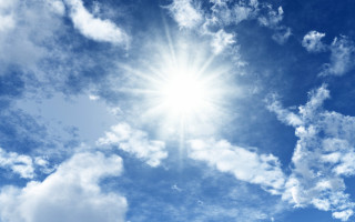 Bright sun beach bench umbrellas - a bright sun free wallpaper