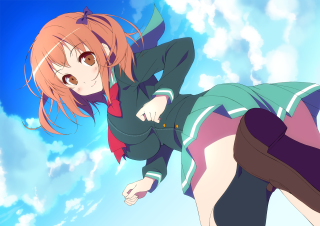 Girl short skirt jacket flying - short free wallpaper for desktop