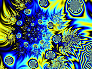 Blue yellow flower fractals glow - analytical free wallpaper