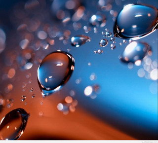 Water droplets blue surface bokeh - water free wallpaper