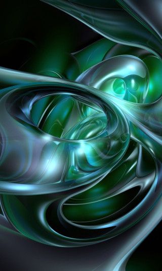 Green blue swirls abstract fractals - a white center free wallpaper