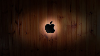 Wooden wall apple logo light 2 - a apple logo free wallpaper