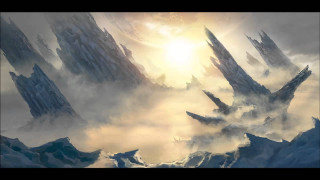 Mountain landscape sun clouds painting - christophe vacher free wallpaper