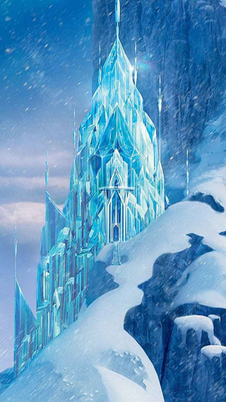 Frozen castle snowy mountain snowboard - matte painting concept art free wallpaper