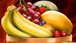 Wooden basket fruit table red - a red curtain free wallpaper