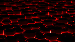 Red hexagons black redlights 3d - the middle of the image free wallpaper