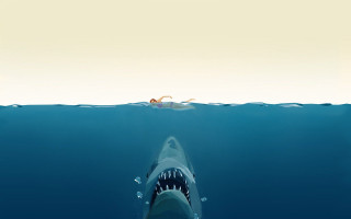 Shark open mouth boat background 2 - its mouth free wallpaper