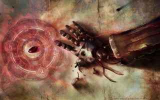 Strange object design red eye - biomechanical free wallpaper
