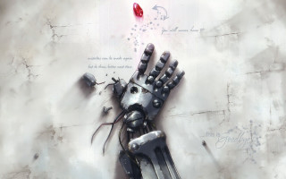 Robot hand red light metal - neoromanticism free wallpaper