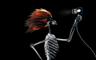 Skeleton camera head dark flashlight 3 - airbrush free wallpaper