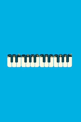 Piano keys blue background shadow - a minimalist painting free wallpaper