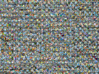 Colorful objects pattern glass tiles - large group free wallpaper
