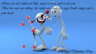 Cartoon characters holding flower roses - romantic free wallpaper