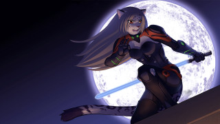 Cartoon woman sword full moon - a cartoon of a woman free wallpaper