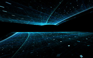 Dark room blue lights black - holography free wallpaper for desktop