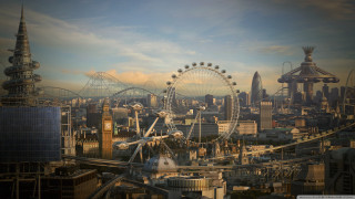 Ferris wheel city background foreground - a city free wallpaper