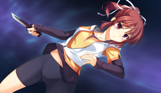 Woman knife shirt skirt back - a knife free wallpaper