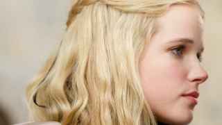 Blonde woman serious cellphone looking - her ear free wallpaper for desktop