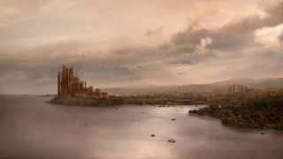 Large body of water city 2 - matte painting concept art free wallpaper
