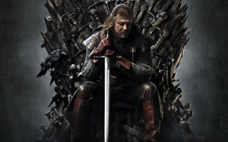 Man sitting iron throne holding - a sword and a sword free wallpaper