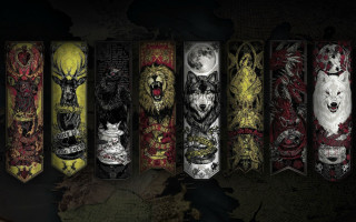 Colored skateboards wolf designs row - different free wallpaper