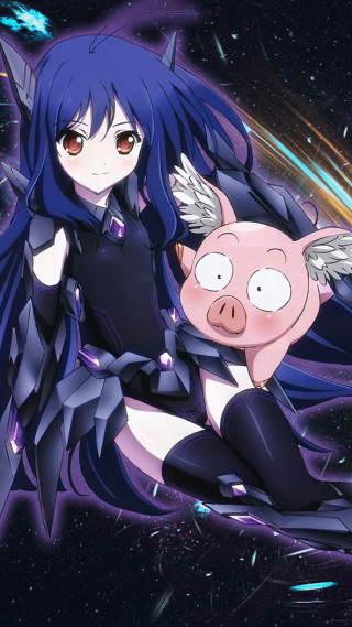 Woman long hair pig sky - her lap free wallpaper