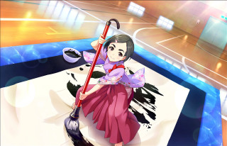 Woman pink dress broom ball - action painting free wallpaper