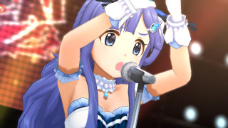 Woman purple hair microphone stand - a microphone in front free wallpaper
