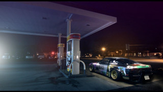 Car parked gas station night - a gas station free wallpaper