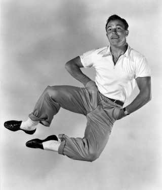 Jumping man white shirt khaki - kitsch movement free wallpaper
