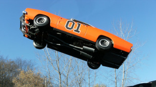 Flying car trees blue sky - derf free wallpaper