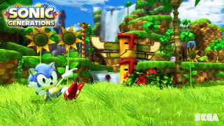 Sonic game green field waterfall - sots art free wallpaper