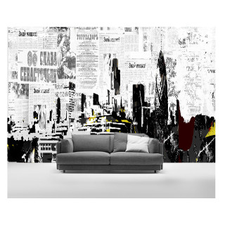 Couch newspaper wall red chair - modern european ink painting free wallpaper