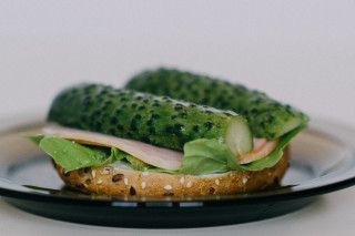 Sandwich lettuce ham table white - professional food photography free wallpaper