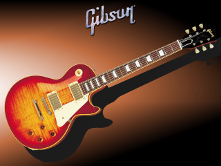 Red guitar black yellow brown - a red guitar free wallpaper