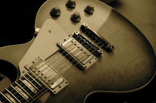 Guitar black white photo neck 3 - grunge free wallpaper