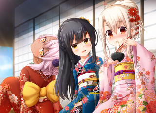 Anime girls traditional clothing chopsticks - traditional free wallpaper