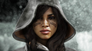 Woman hood cat face painted - a cat free wallpaper